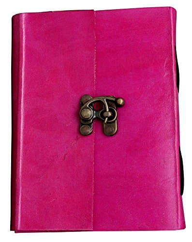 4"x6" Pink Leather Cover Handmade Diary C Lock
