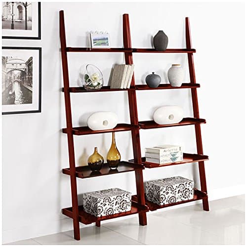 Martin Tools Cherry Five-Tier 2-Piece Leaning Ladder Shelf Set