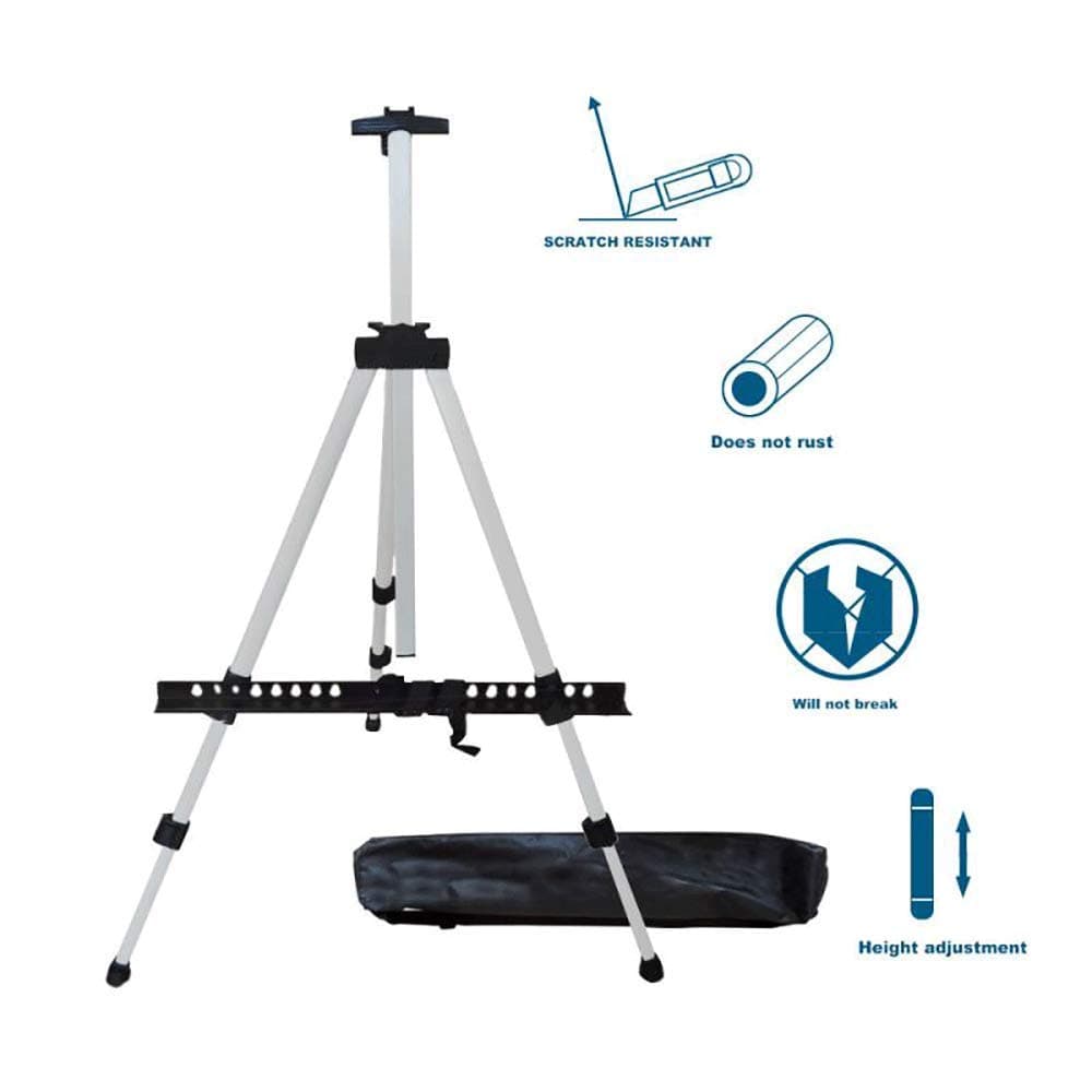 Tripod Display Easel,Transon Aluminum Art Easel,Versatile Display Stand,Adjustable Height from 20”-65"for Floor/Table,with Portable Carry Bag (Sliver)
