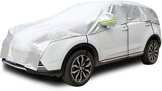 Half Car Cover with Cotton All Weather Car Body Cover Sunshade Cover Snow Cover Waterproof Snowproof Universal (Fit Hatchback Length 158'' to 173'')