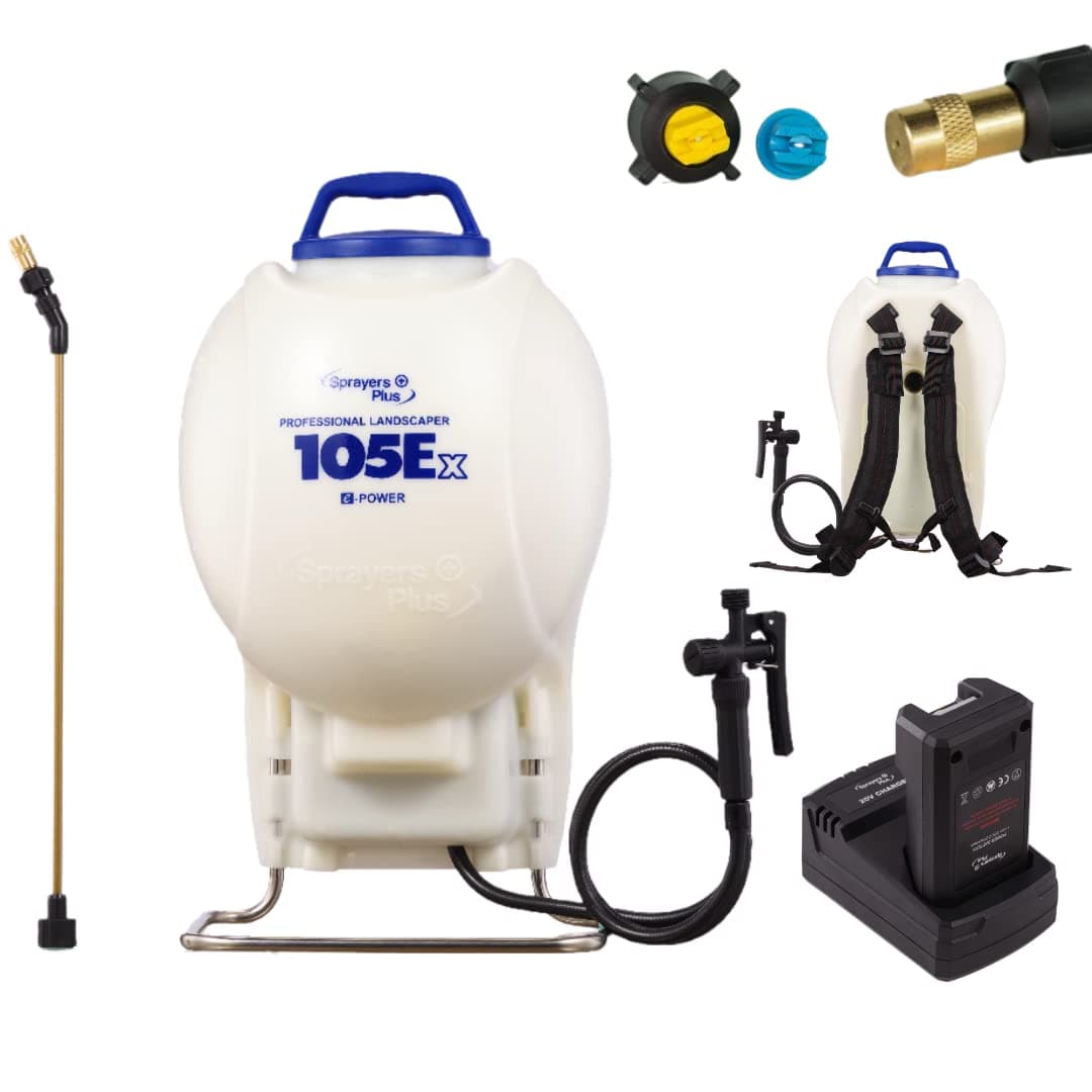 105Ex Effortless Backpack Sprayer - 20V Lithium Long Battery Life with High Grade Seals & O-Ring, Brass Wand & Nozzle