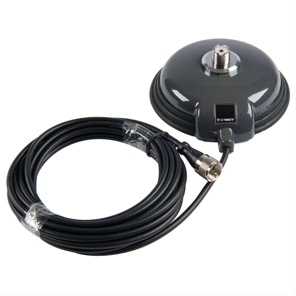 CM-5M 4.5″ Magnetic Mobile Antenna Mount with 5 m RG-58A/U Coax, SO-239 Base & PL-259 Connector, Weather-Seal Friendly