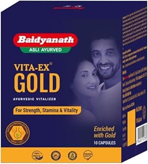 Baidyanath Vita ex Gold - 10 Capsules |Made with Pure Himalayan Shilajit, Ashwagandha & Safed Musli| Boosts Strength, Power & Stamina