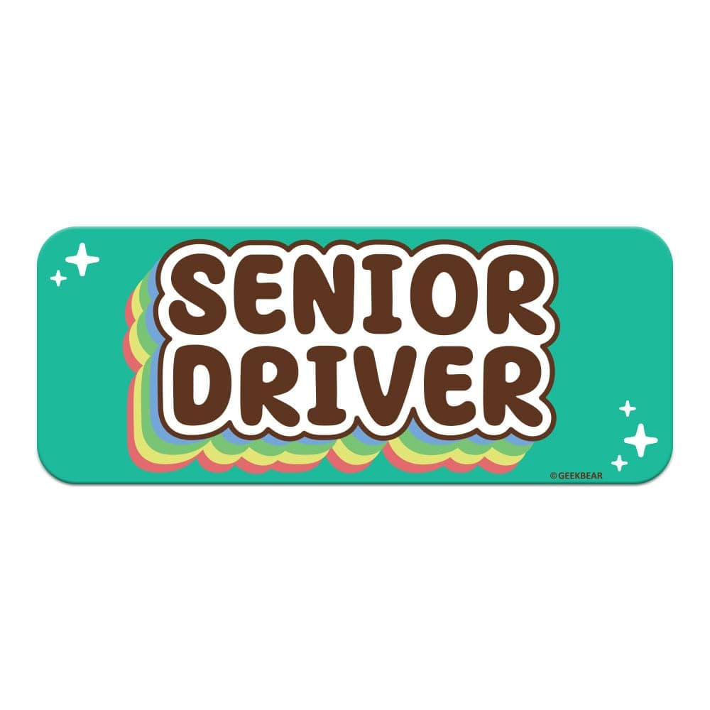 GEEKBEAR[Signature] Senior Driver Car Magnet - Rainbow Line - Rectangular 8.7 x 3.5 in (1, Mint)