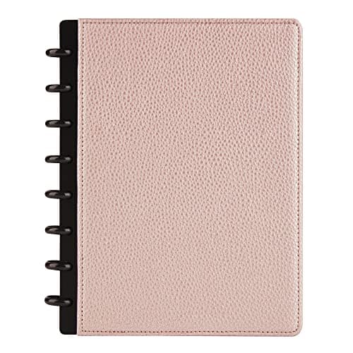 TUL® Discbound Notebook With Pebbled Leather Cover, Junior Size, Narrow Ruled, 60 Sheets, Rose Gold