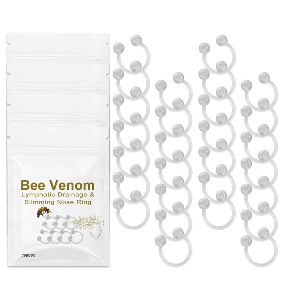 CJBIN Bee Venom Nose Ring, 28Pcs Bee Venom Lymphatic Drainage and Slimming Nose Ring, Clip On Nose Ring, Bee Venom Slimming Nose Ring for Weight Loss for Women and Men