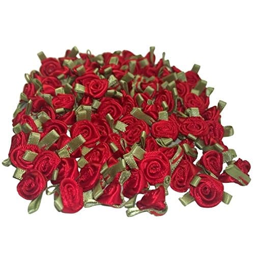 Small Ribbon Roses 100pc Bag - Red