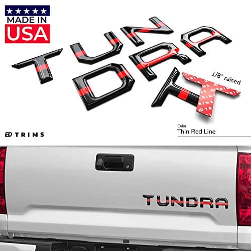BDTrims Tailgate Domed 3D Raised Letters Compatible with 2014-2020 Tundra Models (Thin Red Line)