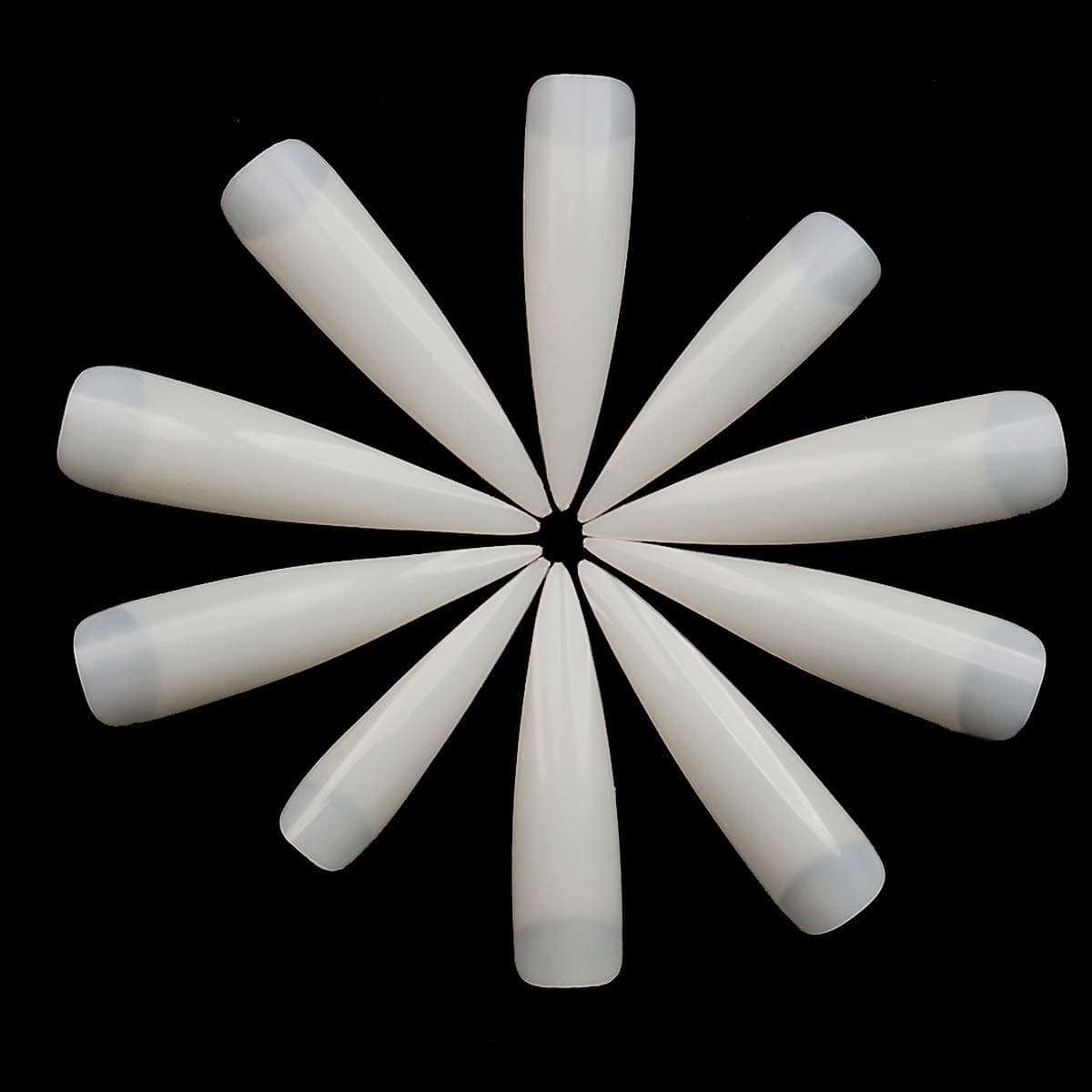 500 Pcs False Long Sharp Salon Nail Tips- Premium Box Package Full Cover Nail Art (Natural)