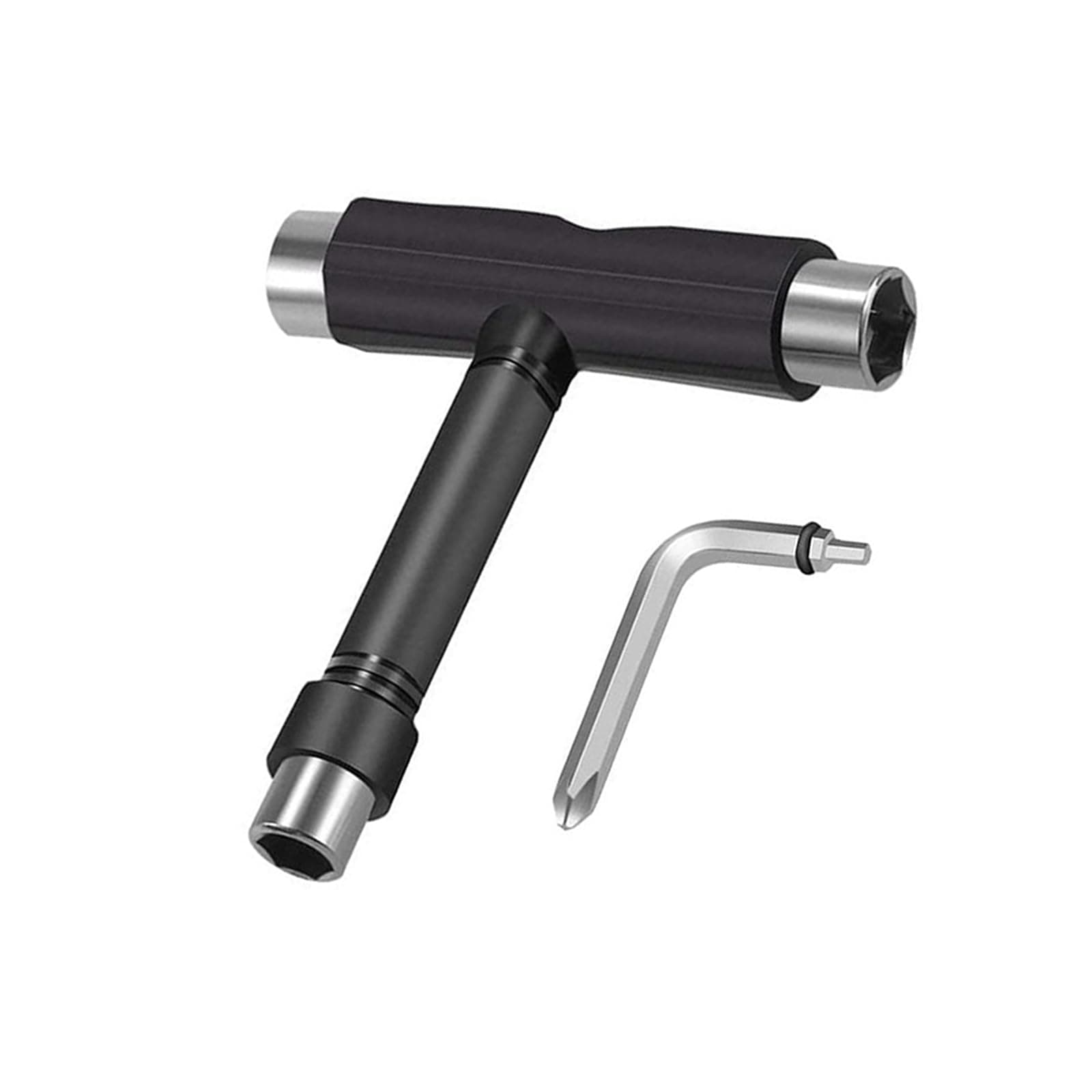 Skate Tool All-in-One, Skateboard Tool Roller Skate Tool T Tool for Skateboard, Muti-Function Portable Skateboard Longboard Accessory with T-Type Allen Key and L-Type Phillips Head Wrench Screwdriver