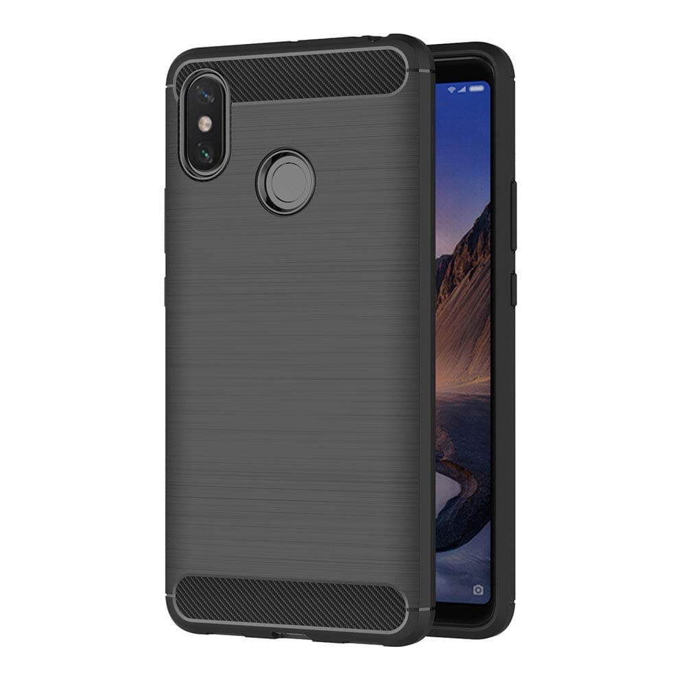 AICEK Compatible for Xiaomi Mi Max 3 Case, Black Silicone Cover for Xiaomi Mi Max 3 Bumper Covers for Xiaomi Mi Max 3 Black Carbon Fiber Case (6.9 inch)