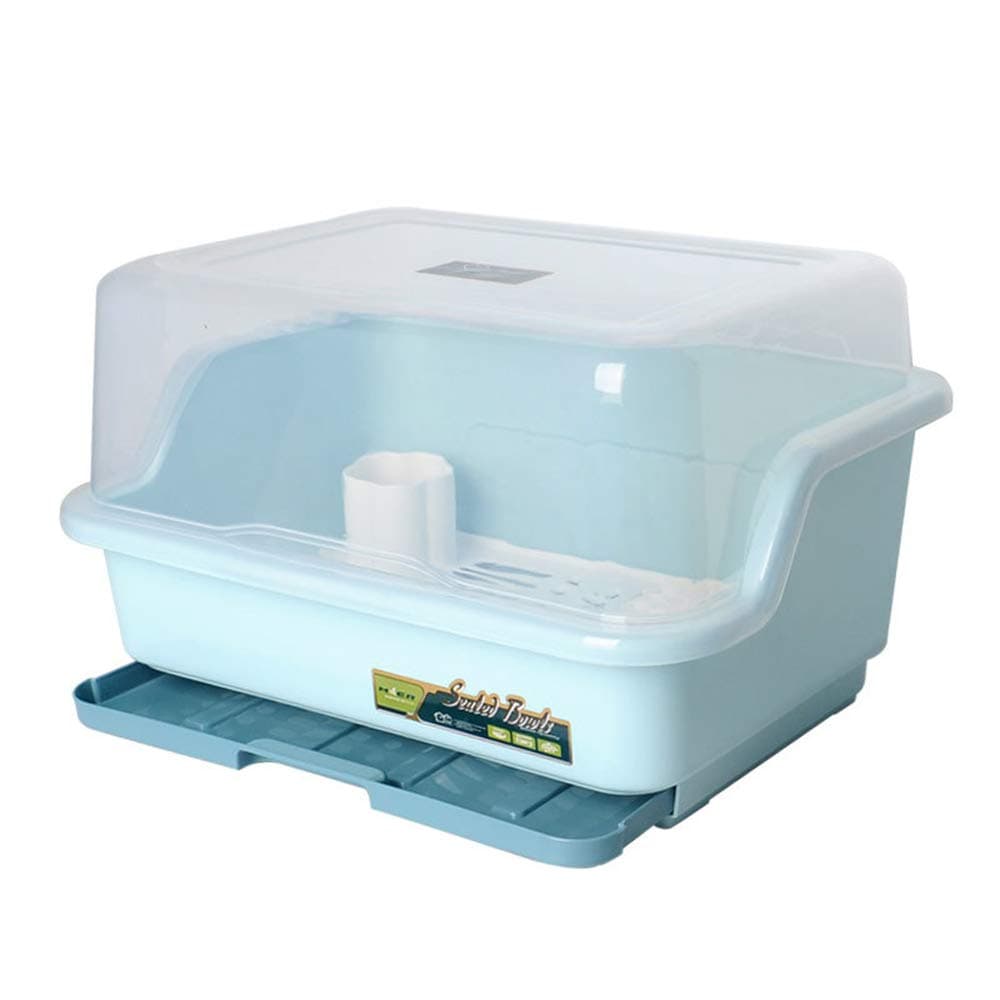 NBCDY Kitchen Drain Rack,Medium Size Dish Drying Rack and Drain Board with Lid Cover, Multifunction Tableware Fruit Organizer, for Kitchen, Iiving Room, Dining Room, etc