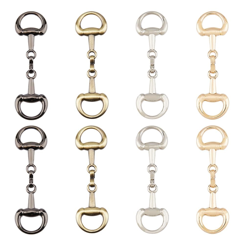 SUPERFINDINGS 8Pcs 4 Colors Alloy D Ring Snaffle Bit Buckles Horse Bit Buckle Double Bit Buckle for DIY Snaffle Bit Horse Jewelry Loafer Shoes Decoration, 72x21x6mm