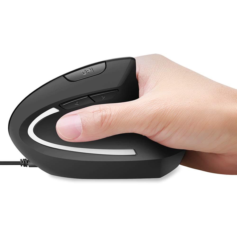 (Upgraded Version) Wired Vertical Mouse, Optical Ergonomic Mouse with 4 Adjustable DPI 1000/1600 / 2400/3200, 7-Color Breathing Light