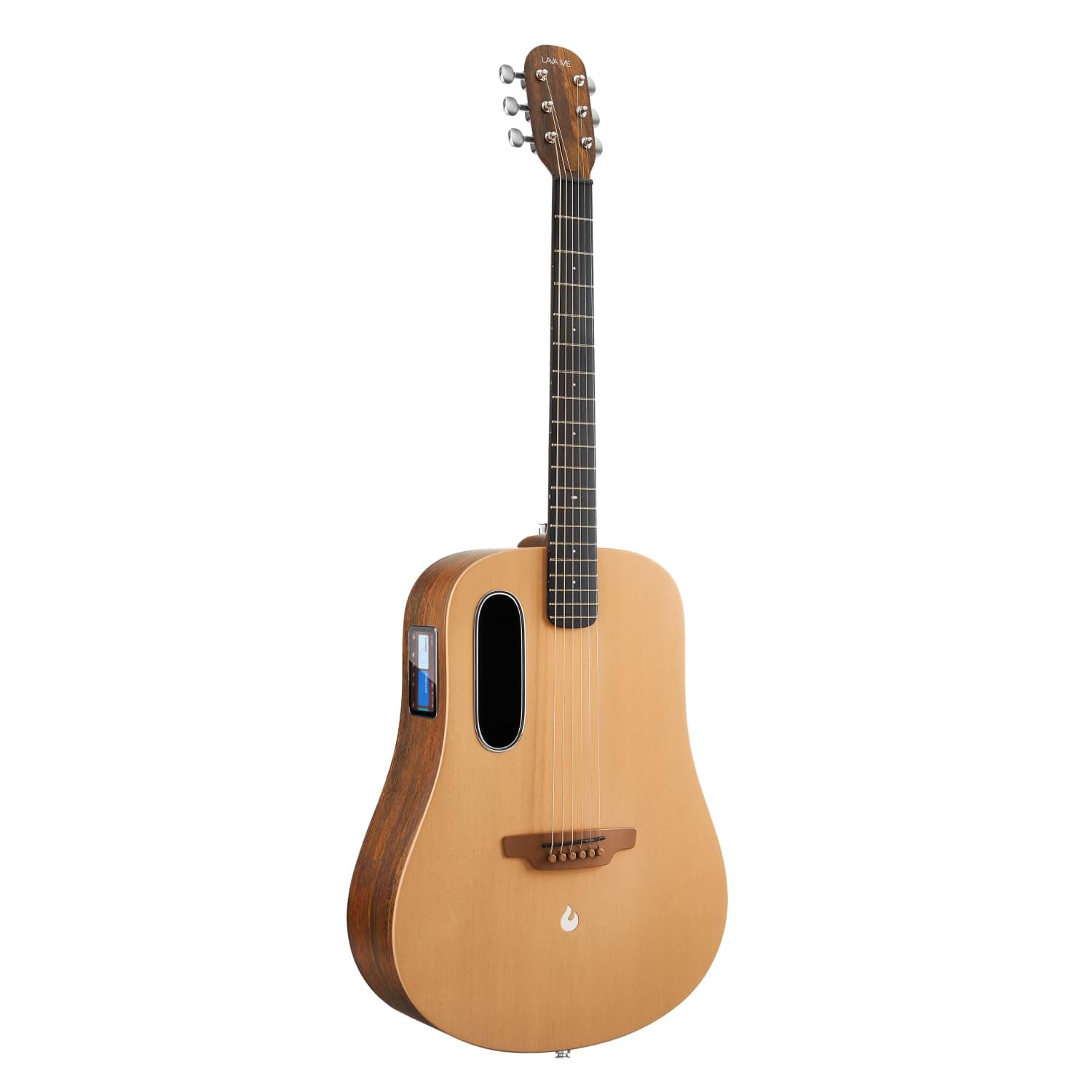 LAVA ME 4 Solid Spruce Top Series,HILAVA 2.0 Smart Acoustics Electric Guitars,right handed,with 3.5 inch TouchScreen,FreeBoost 2.0, AirFlow Bag, Woodgrain Brown/Burlywood,41 inch