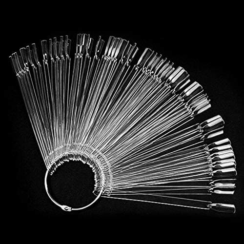 50/Set Nail Art Tips Display Practice Sticks Fan Shaped Nail Polish Swatches Nail Color Sample Nail Art Practice Tools - Transparent