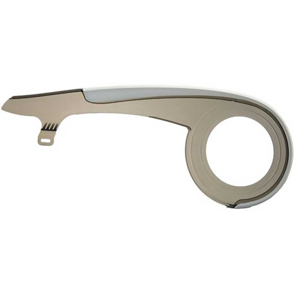 Herrmans 2-Component Plastic Chain Guard "Twave" 1-piece, 1 chainring, fits up to 38 teeth, single crank, Diameter 19 cm, Silver/smoked transparent