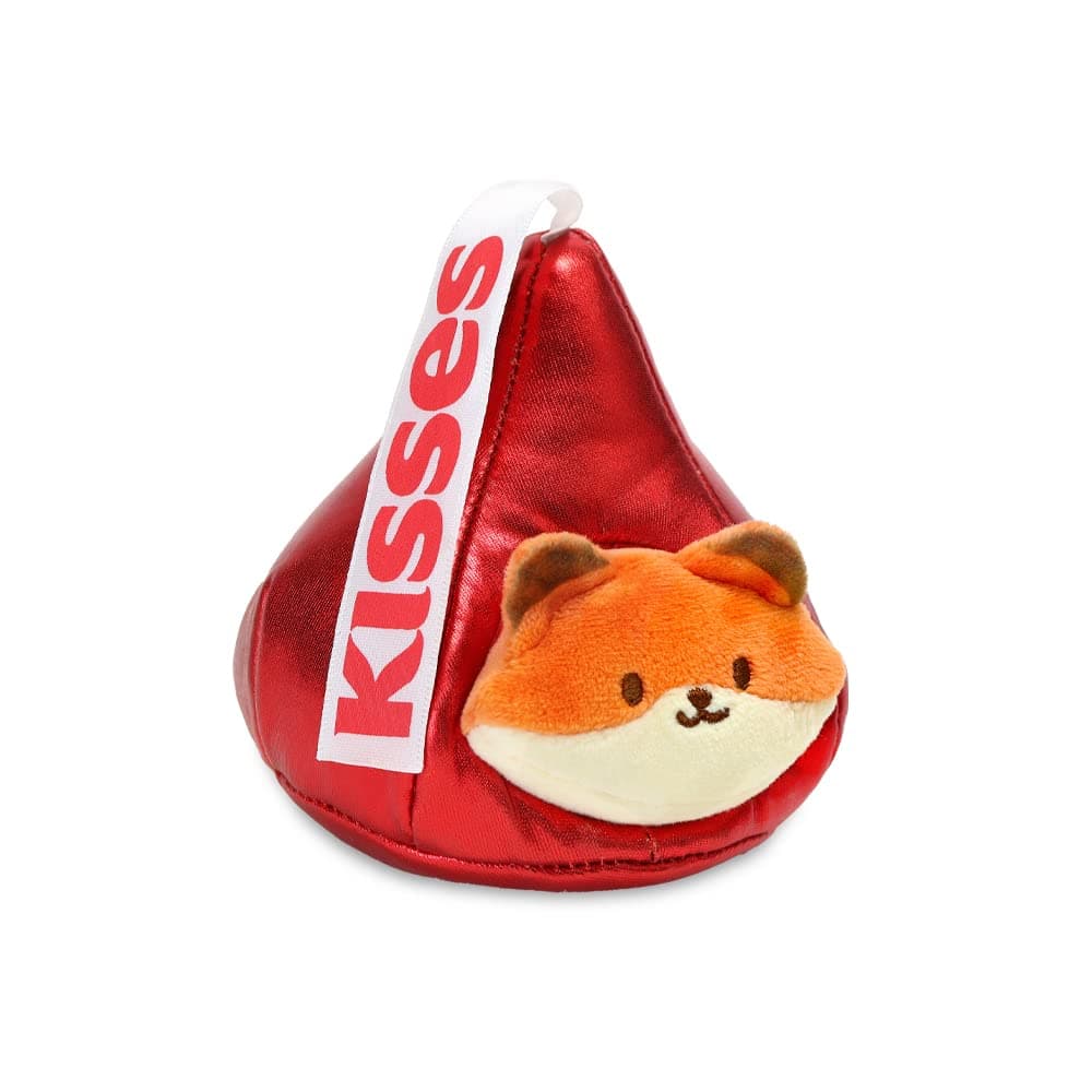 Anirollz 4" Mini Blanket Plush Cute Cat Fox Character Red Stuffed Animal Toy Valentine's Gift - Kisses (Foxiroll)