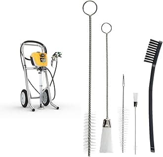 WAGNER Airless paint spray system Control Pro 350 M for wall paints, lacquers & varnishes & 5-pieces Spray gun cleaning kit for paint spray systems, incl. Various brushes