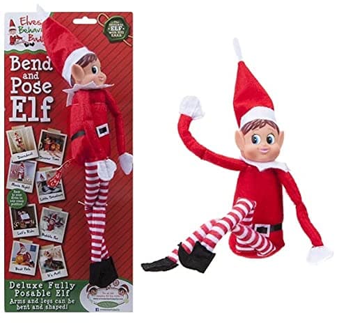 Elves Behavin' Badly dqv131xx lves 12" Bendable Poseable Elf with Vinyl Head, Red