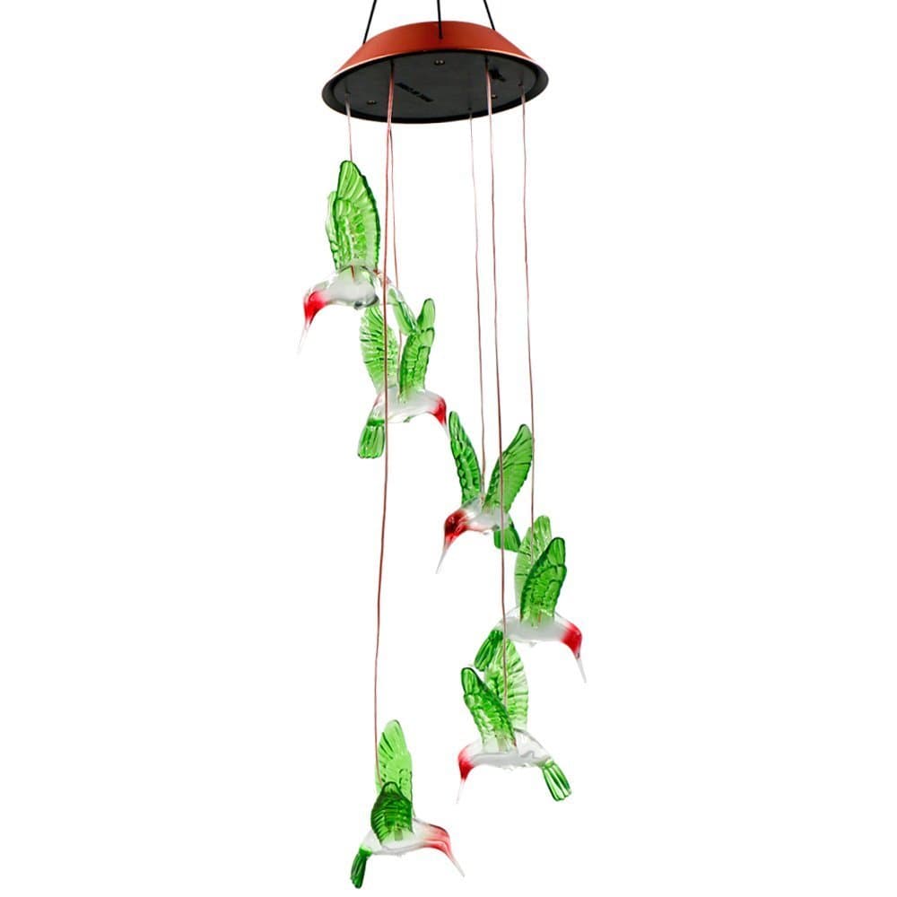 JWTX Solar Light Wind Chime Color Changing LED Solar Light Lamp (25 inches, Hummingbird)