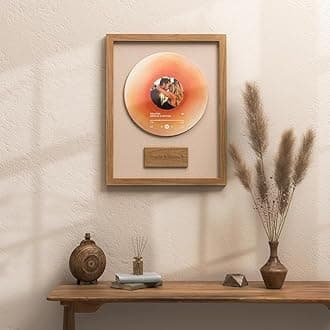 Personalized Record Wall Art | Custom Music Gift for Boyfriend, Husband, or Him | Unique Anniversary, Wedding, or Birthday Gift for Music Lovers (Light Brown)