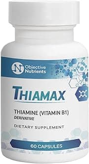 Objective NutrientsThiamax Vitamin B1 (Thiamine TTFD) Capsules, No Fillers or Flows, 100 mg (60 Count)