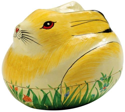 Papier Mâché Painted Bunny Box - Easter Decoration or Trinket Box