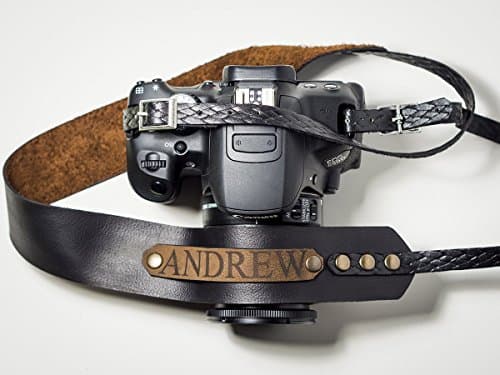 Personalized camera strap made from leather, perfect gift for photographer.