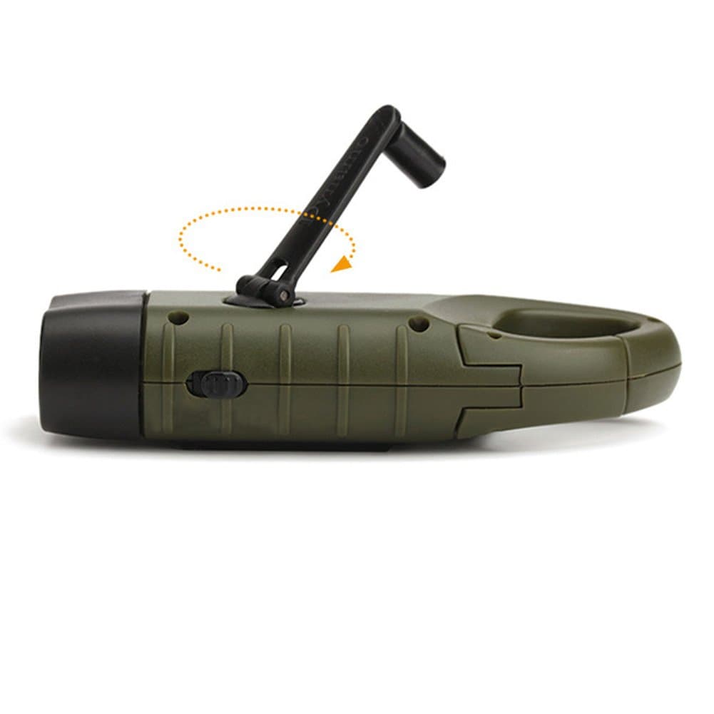 ENLEETSRT - Hand Crank Solar Powered Rechargeable LED Camping Emergency Flashlight Torch Portable LED Flashlight Carabiner Energy Rechargeable Flashlight Torch for Camping