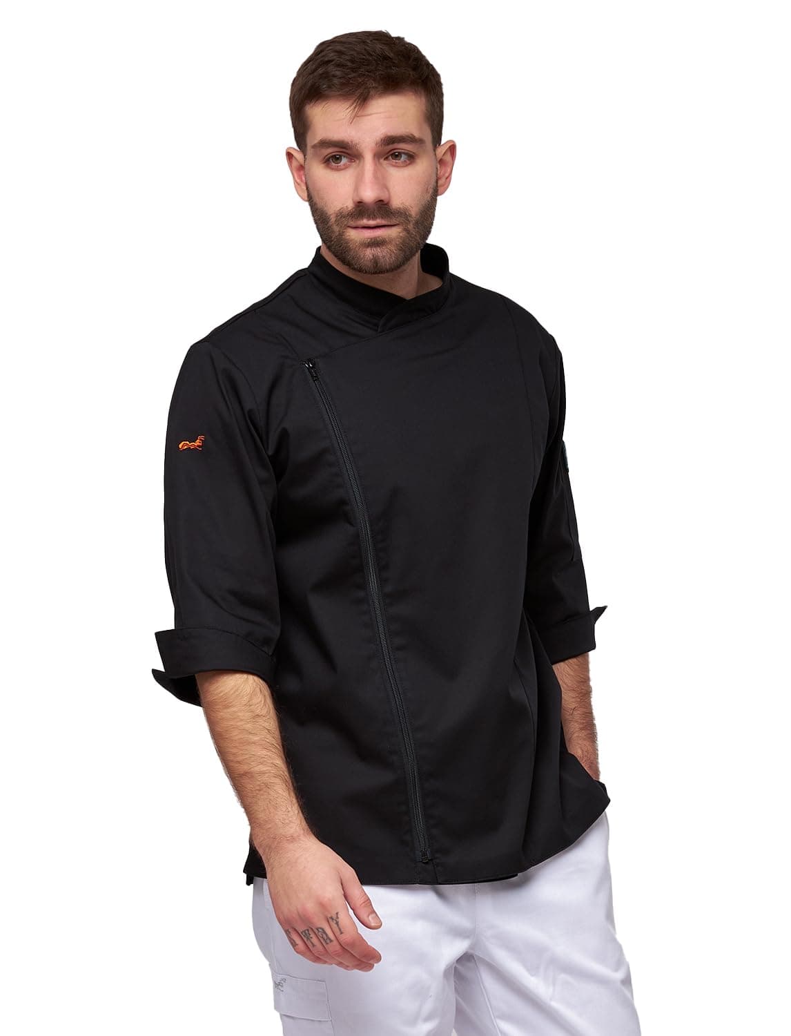 KERMEN - Men chef's jacket with hidden clasps, baker's jacket with short sleeves white - made in EU S-XXL