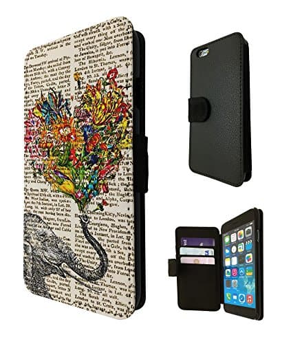 iphone 6 Plus 5.5'' Funky Aztec elephant Floral trunk Love Heart Design Full Case / Book Style Purse Flip cover Defender Credit Card Holder Pouch Case Cover iPhone Wallet TPU Leather