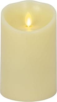 Luminara Flameless Candle: Unscented Moving Flame Candle With Timer (5") ivory