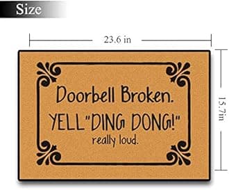Accssoey Funny Doormat, Bedroom Entrance Door Mat Pad Kitchen Absorbent Mat Anti-Slip Door Mat Absorbent Mat Doorbell Broken Doormat 23.6"×15.7" Inch