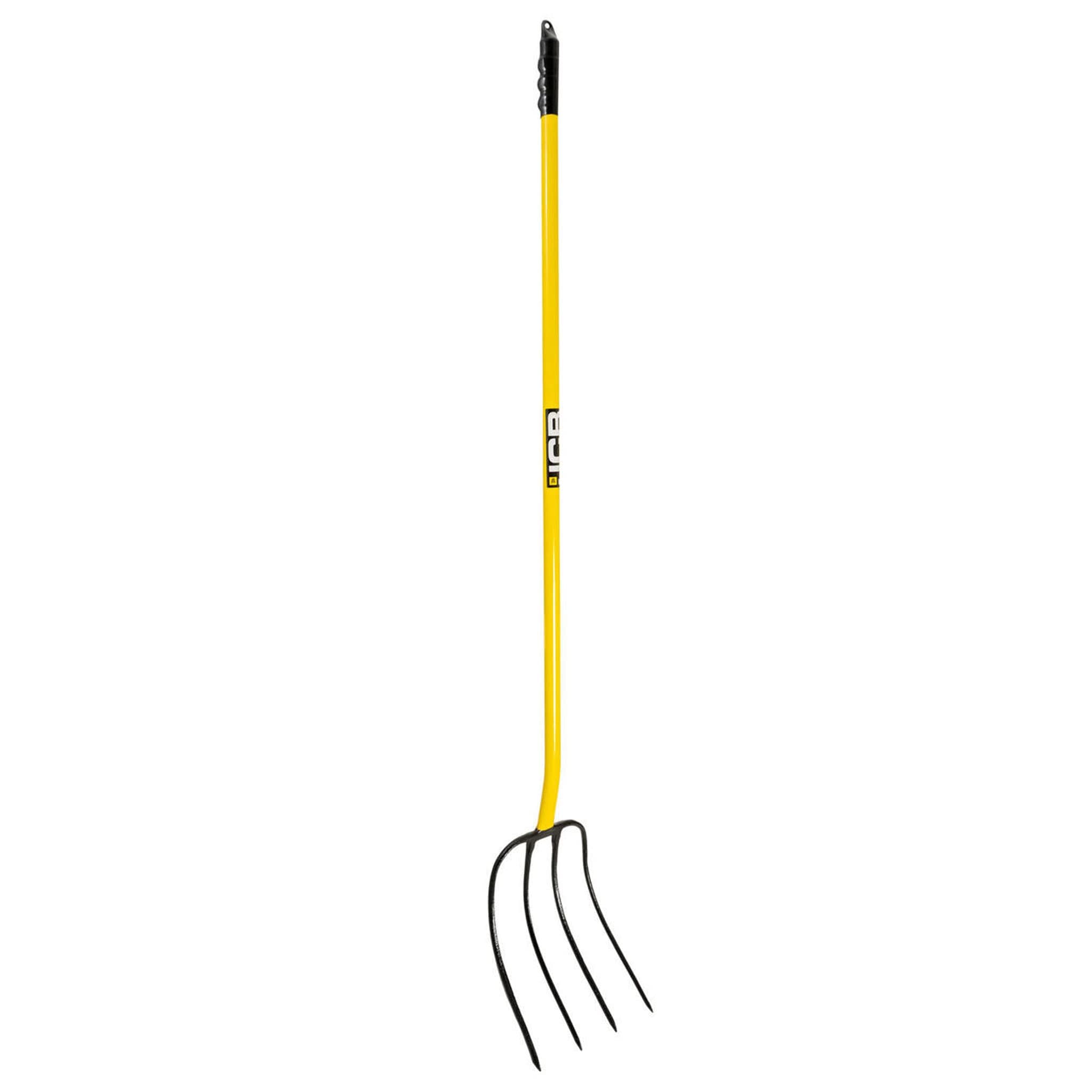JCB 48" Professional Manure Fork Straight Handle Heavy-Duty Carbon Steel with Rubber Handle