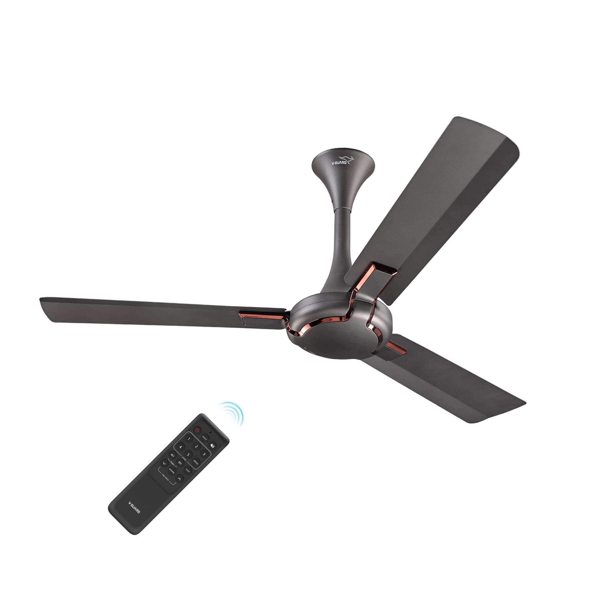 V-Guard Exado Pro ES BLDC Ceiling Fan | Remote Control | Anti Dust Coating | 5-Star Energy Savings | 400 RPM | 100% Copper Motor |1.2 Meter (Choco Brown Matte)