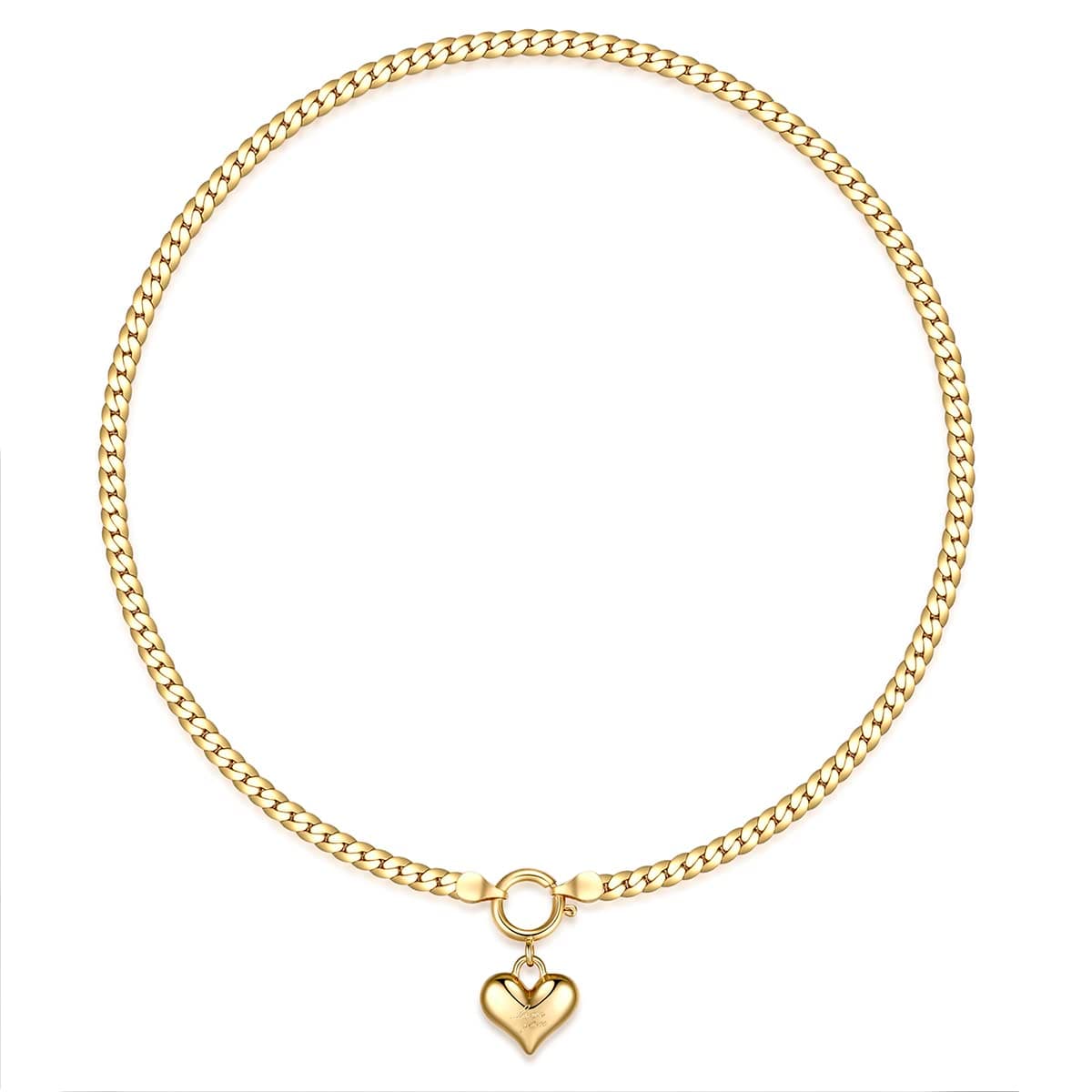 NUZON 2-Tone Interlocking | Sunburst Heart | CZ Evil Eye | Single Pear | Love Heart Pendant Necklace for Women 18K Gold Chain Necklace Protection Prayer Faith Jewelry