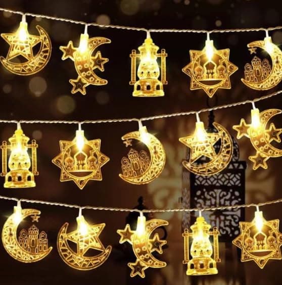 Ramadan String Light, Necomi 40LEDs Ramadan Decorations Lights with Remote, 8 Light Modes, Battery Powered, Star Moon Castle Lantern Fairy Light Decorations for Ramadan