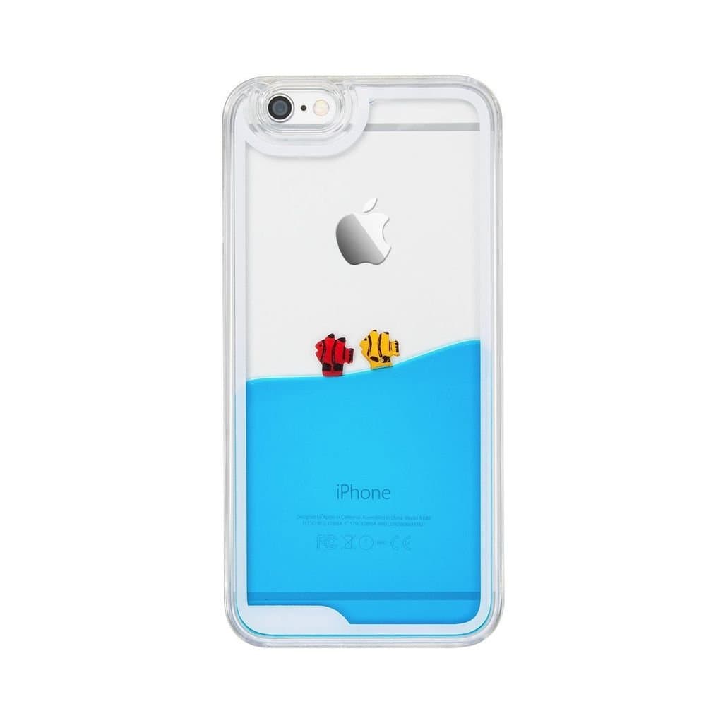 SHANGFENG Iphone 5C 3D case Creative Design Flowing Liquid Case,Fish Tank Liquid Aquarium Swimming Novelty Hard Plastic Transparent Clear Back Protective Case For iPhone 5C (Blue,Two little fish)