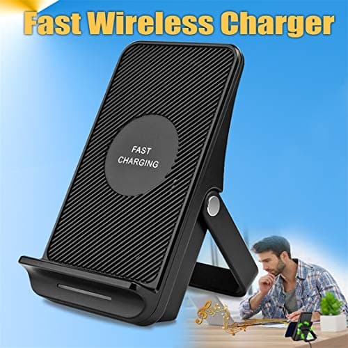 Fast Wireless Charger, iFunTec Wireless Charging Stand Pad Mat with Cooling Fan, QI Charger, Fast Charging Foldable for iPhone X /8/8 Plus, Samsung Galaxy S9/S9 Plus/Note 8. All Qi-Enabled Devices