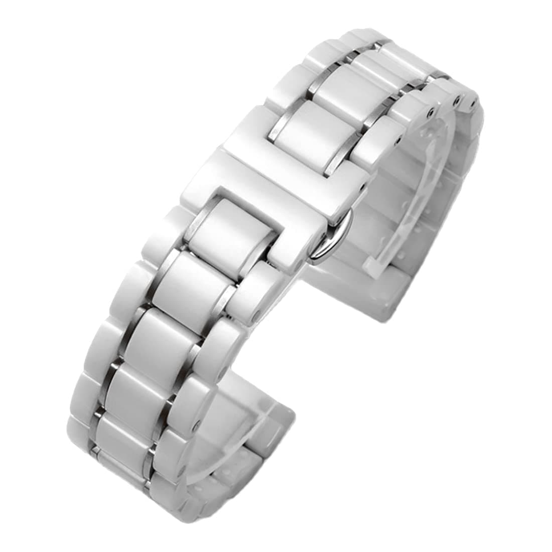 Ceramic Watch Band Universal strap with Quick Release Pins Butterfly Buckle Deployment Clasp Bracelet 14mm 16mm 18mm 20mm 22mm White Black