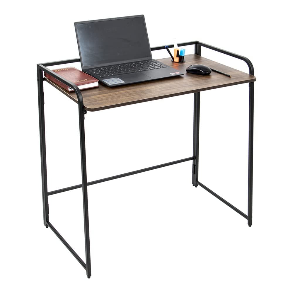 DECOWORLD || Foldable Study Table || Desk with Wooden Top and Metal Legs with in-Built Pen Holder||Premium Computer,Laptop and Study Table for Students and Adults