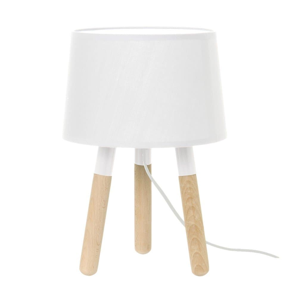 Leitmotiv Orbit Table Lamp Wood White Shade