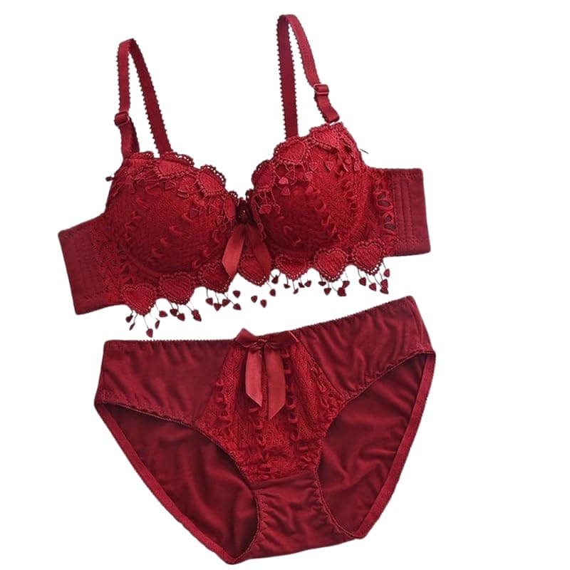 Mrs Queen Cotton Lycra Blend Solid Bra & Panty Set for Women (Pink, 30) (Pack of 1)