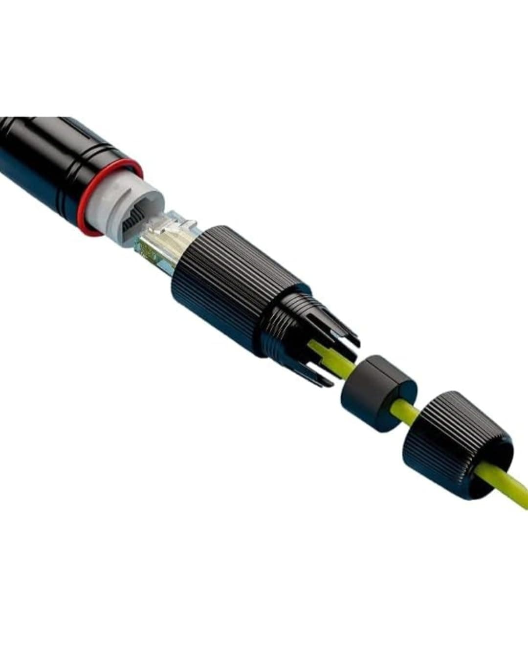 RJ45 Waterproof Connector, LAN Cable Joiner Shielded for CAT5/5e/6/8P8C Female to Female ethernet Coupler LAN Adapter Extender Double Head Outdoor, Black (Pack of 1)