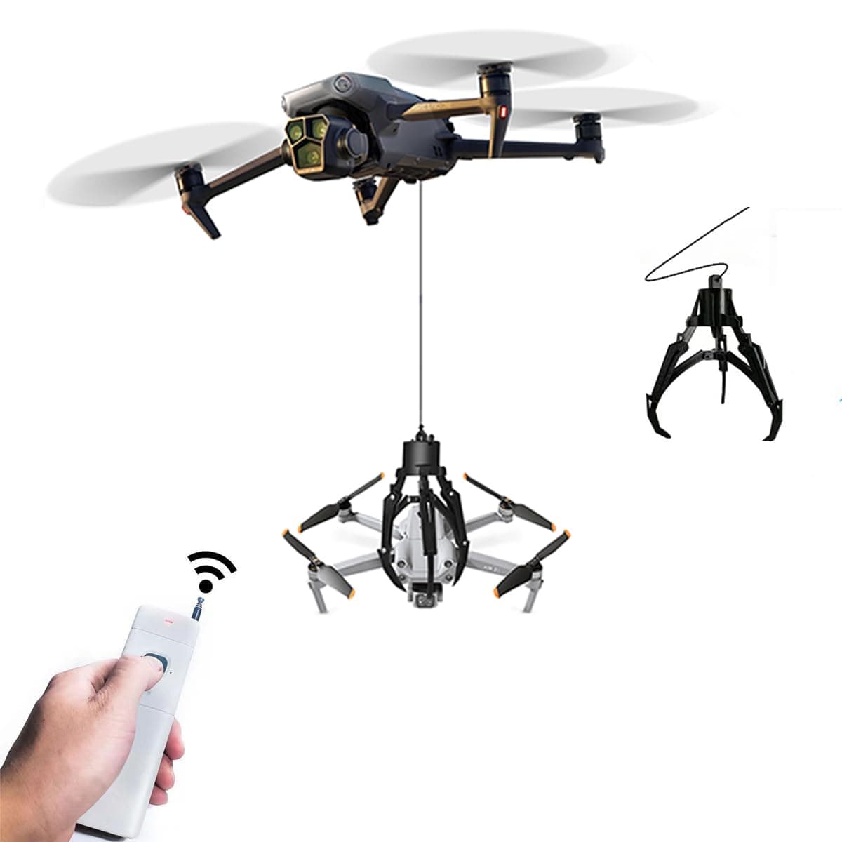 Drone Grasping Kit - Mantis Claw Hook Grabber for DJI Mavic 3 Classic, Air 3S/3/2S/2, Mini 4K/3/4 Pro, Mini 2/2 SE - Intelligent Manipulator for Rescue, Fishing, Fixed-Point Drop (Excluding Drones)