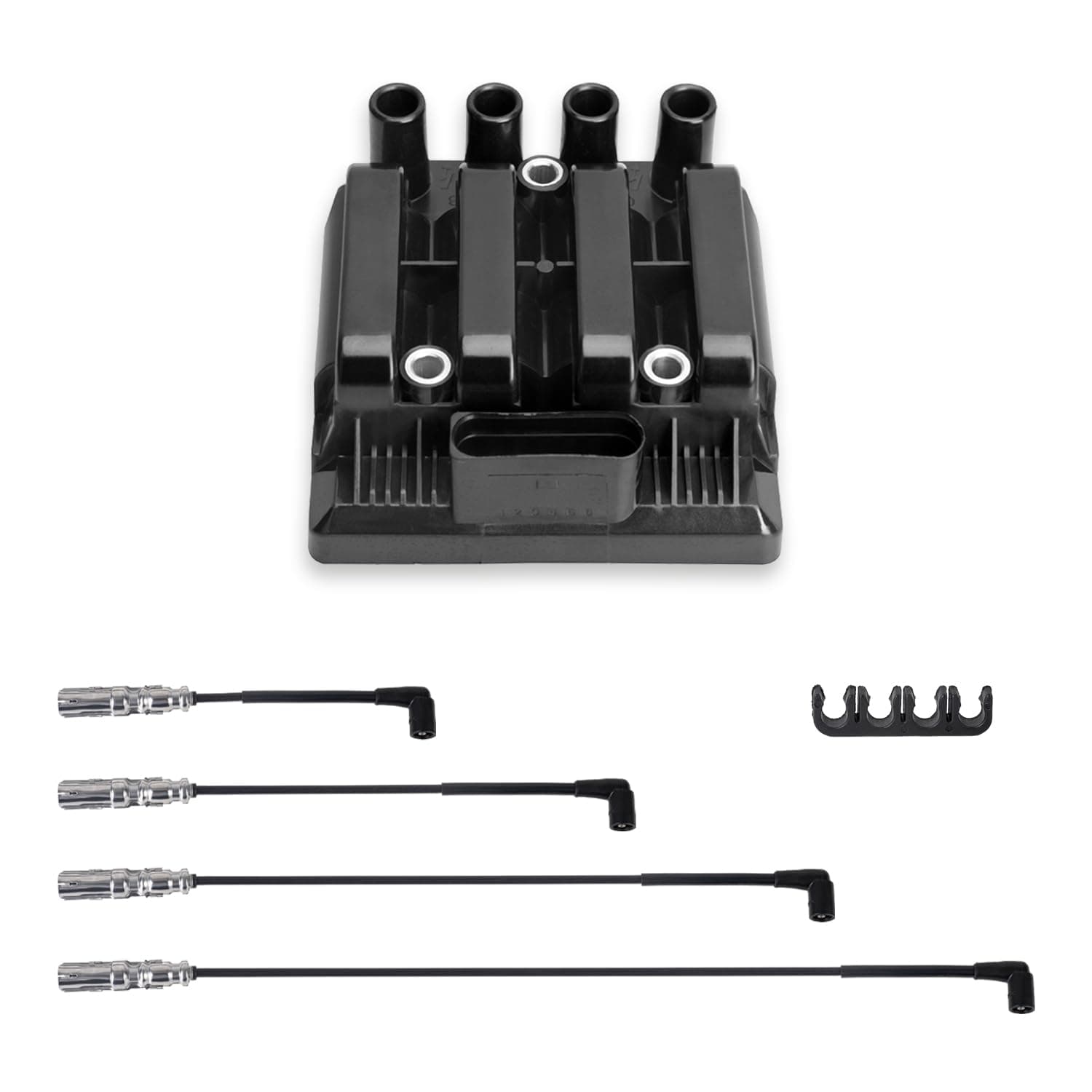 ENA UF484 Ignition Coil Pack with Spark Plug Wire Set 27588 Compatible with Volkswagen 2001-2009 Beetle, 2001-2007 Golf, 2007-2010 Golf City, 2006 GTI, 2001-2010 Jetta, 2007-2009 Jetta City 2.0L L4