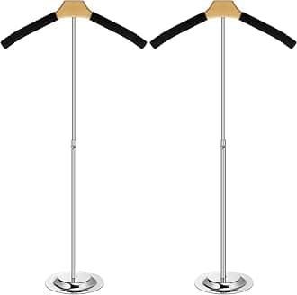 Qunclay Adjustable T Shirt Display Stand Flexible Mannequin Torso Shoulder Shirt Rack Portable Metal Clothes Hanger Rack Dress Form Stand for Vendor Jacket Coat, Height 16-27.9 Inch, Black(2 Pcs)
