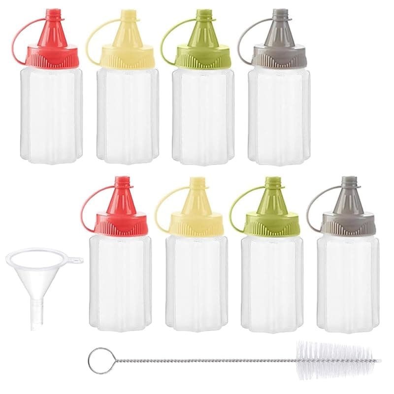 Lonimia 8 Pcs Mini Squeeze Bottles 1 OZ Ketchup Condiment Bottle Mini Sauce Bottle Honey Mustard Salad Dressing Sauce Bento Box Container