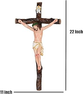KariGhar ResinThe Holy Cross/Jesus Christ/Cross Jesus/Statue Catholic Wall Hanging Idol for Altar,Housewarming,Home/Living Room/Prayer Room/Gifting Multicolour (Multi Colour 22 inches)